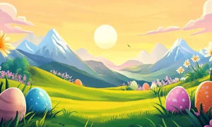 Easter Landscape with Moon