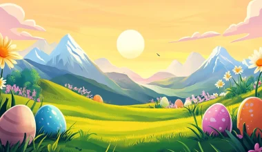 Easter Landscape with Moon