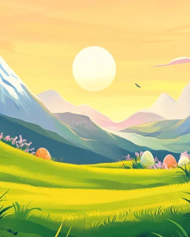 Easter Landscape with Moon