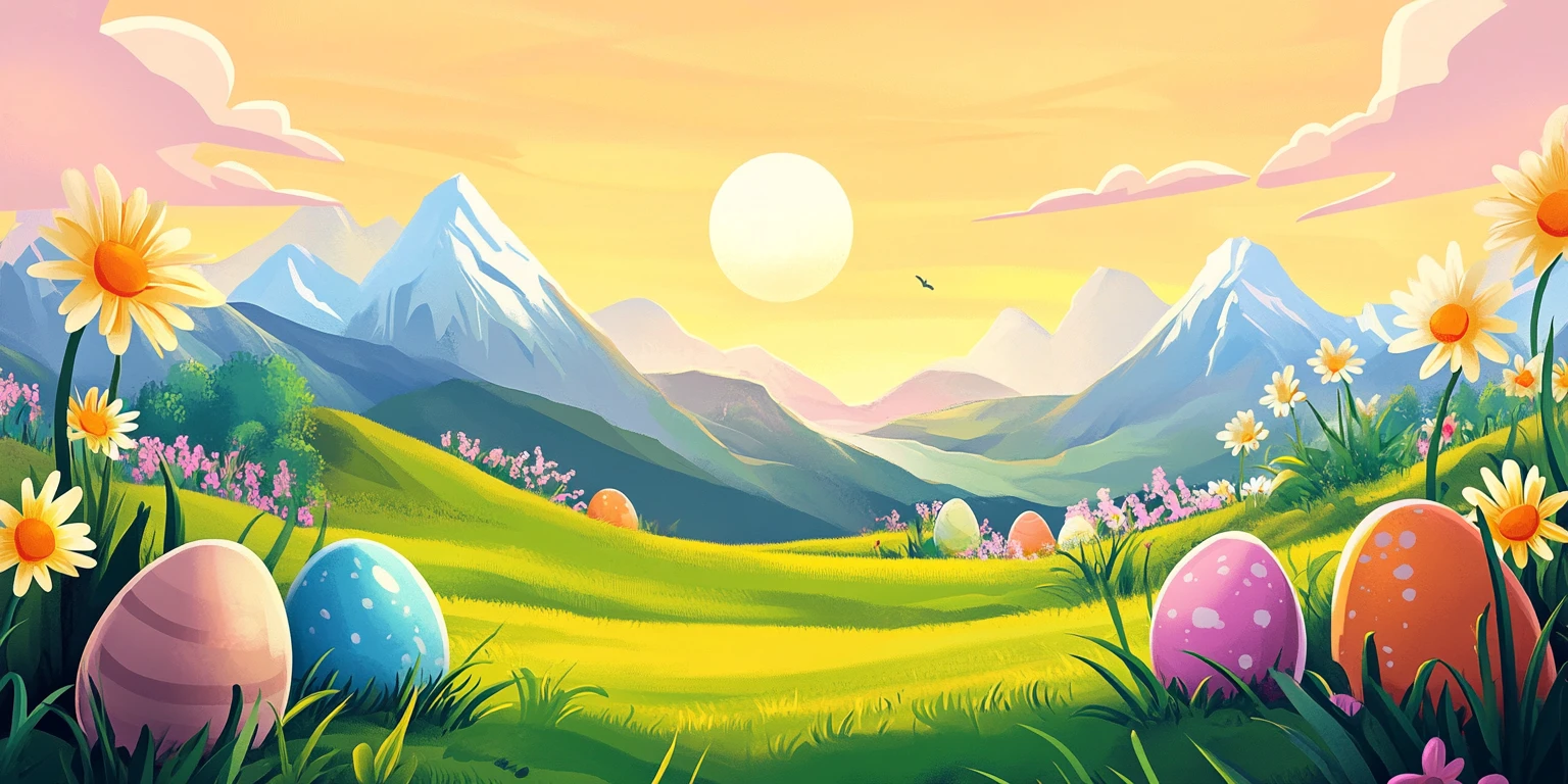 Easter Landscape with Moon